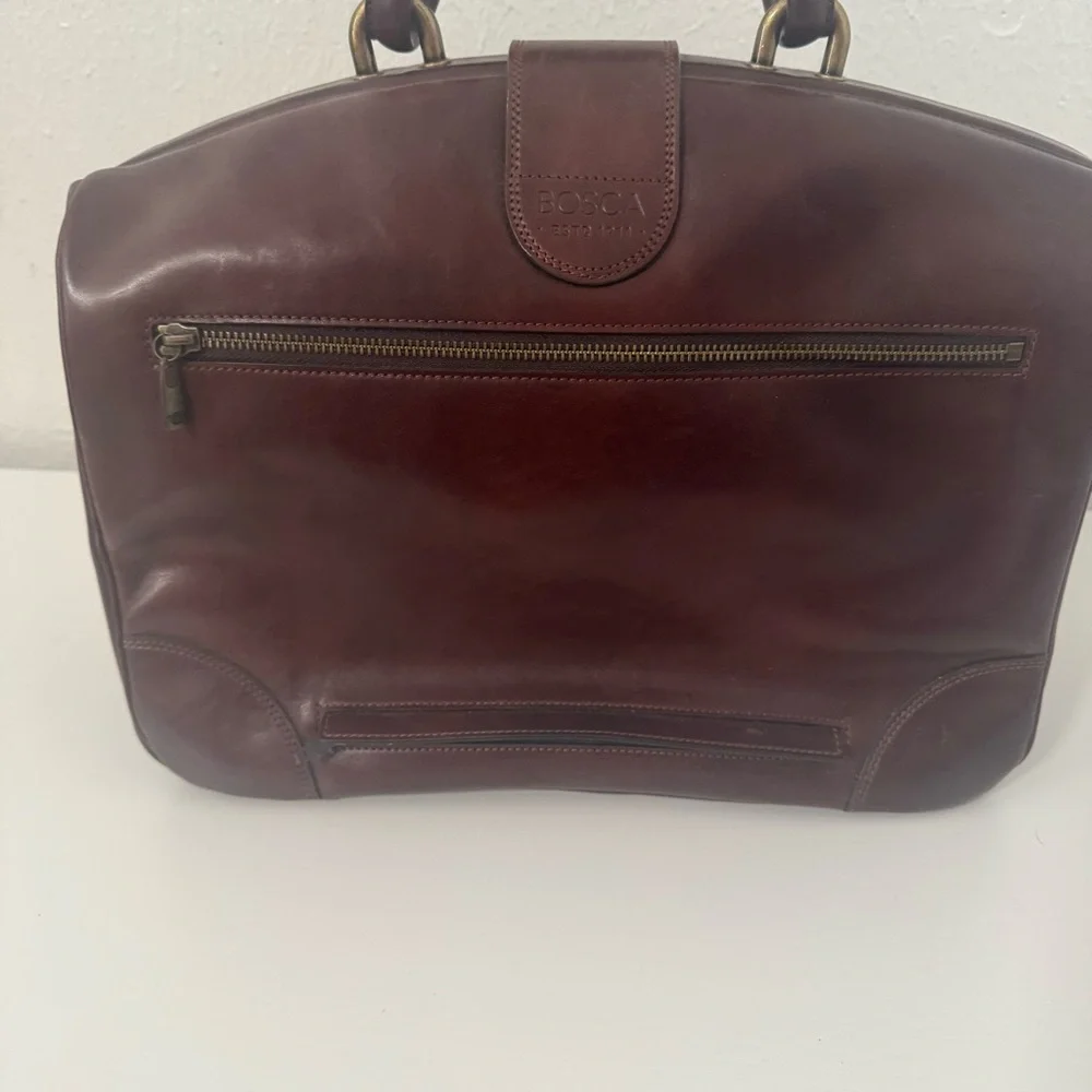 Bosca Dolce Chestnut Brown Leather Briefcase with Top Handle (Key) NWOT Doctors